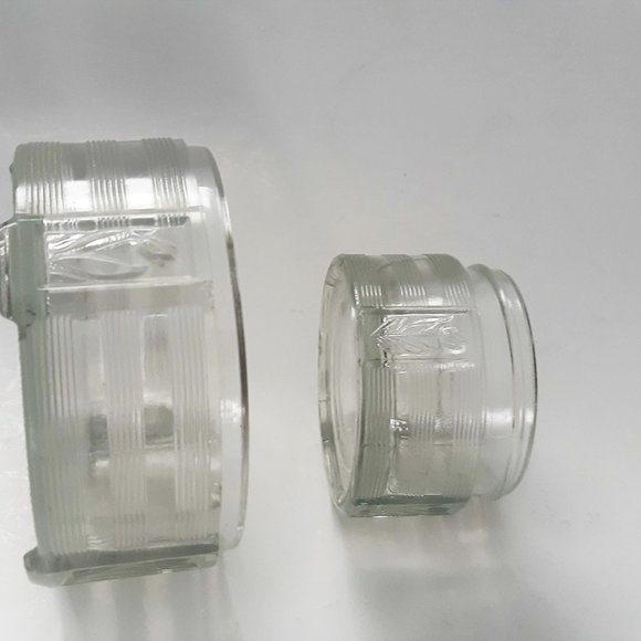 Antique VTG ART DECO Clear GLASS Vanity Powder Box Trinket Metal Lid Set of 2 - Picture 8 of 12
